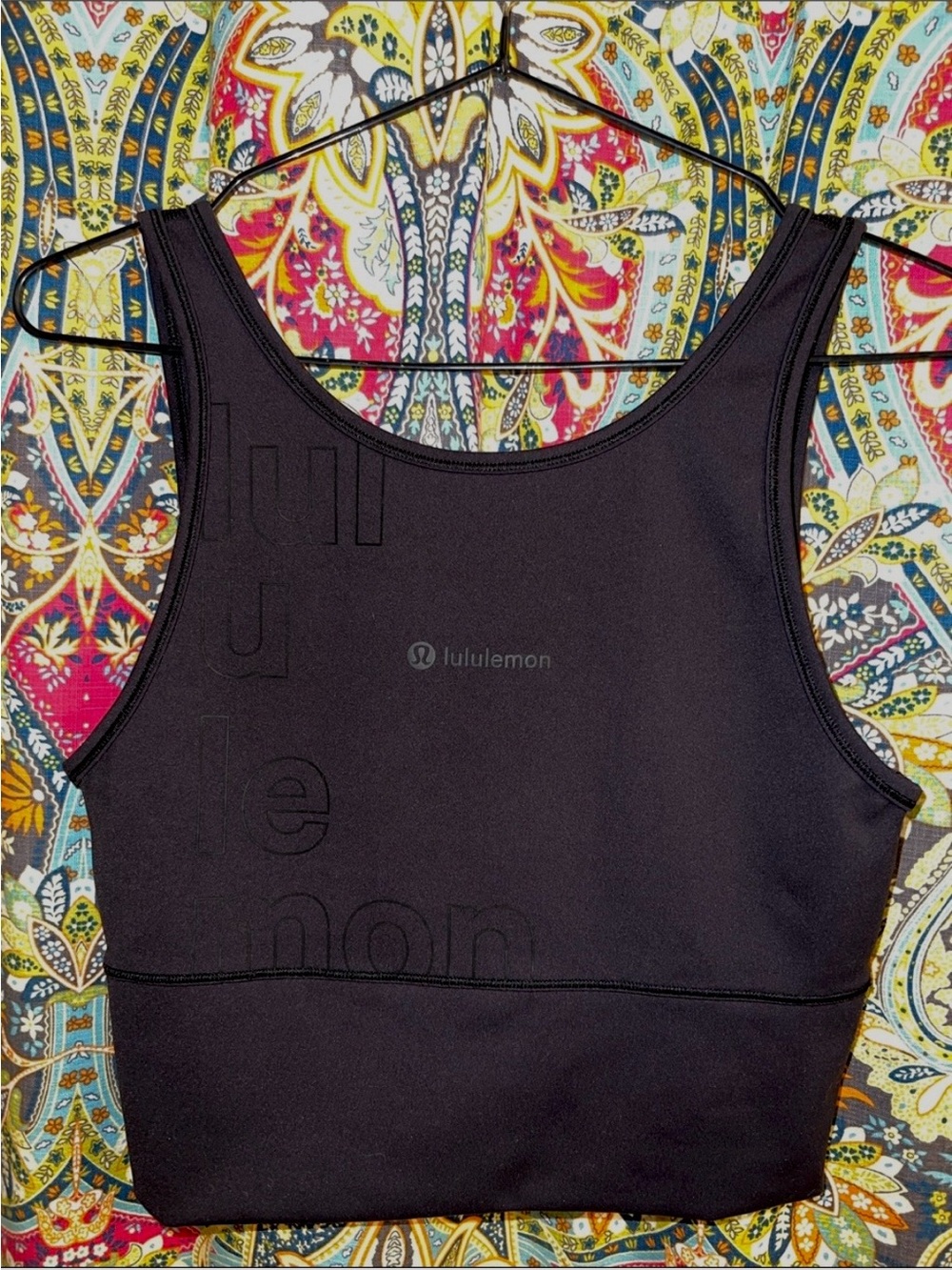 Lululemon Power Pivot Everlux Tank Top Motif Reversible Black Logo 8 fit S M?